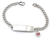 Stainless Steel Medical ID Bracelet with Medical Symbol Charm
